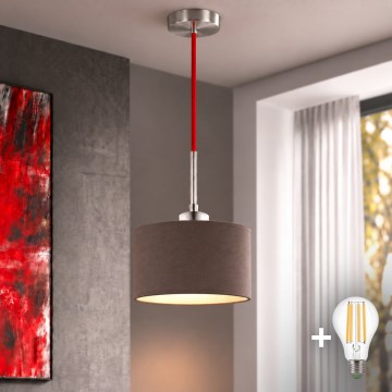 Eglo - LED-Pendelleuchte an Kabel TUNJA 1xE27/60W/230V Ø 20 cm braun/rot