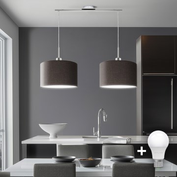 Eglo - LED Pendelleuchte an Kabel TUNJA 2xE27/60W/230V braun