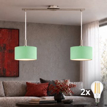 Eglo - LED-Pendelleuchte an Kabel TUNJA 2xE27/60W/230V mattchrom/grün
