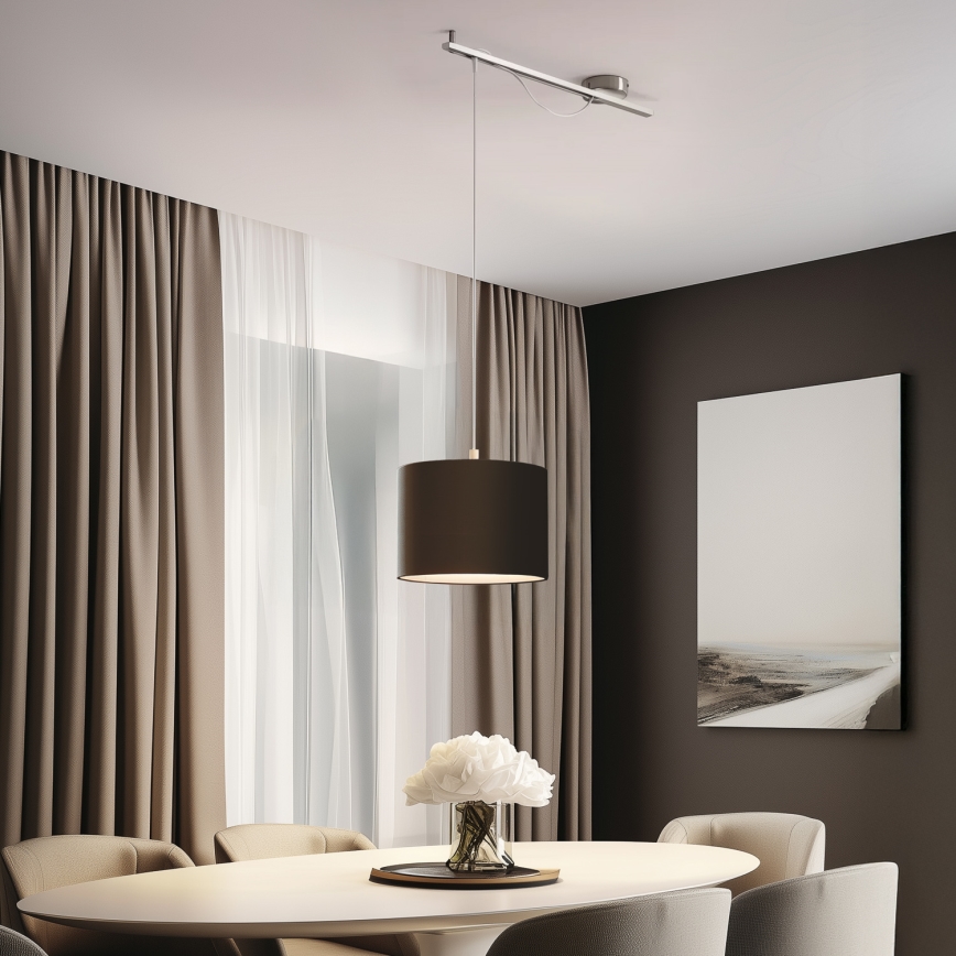Eglo - LED Hängeleuchte CALCENA 1xE27/60W/230V Chrom/Braun
