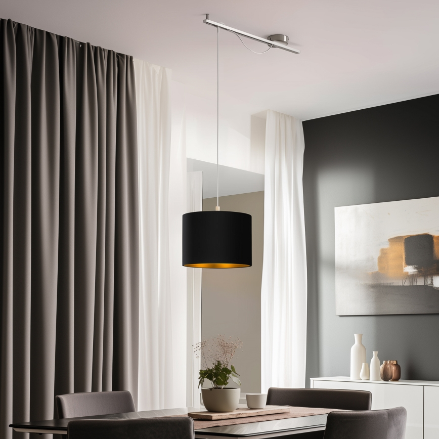 Eglo - LED Hängeleuchte CALCENA 1xE27/60W/230V Chrom/Schwarz