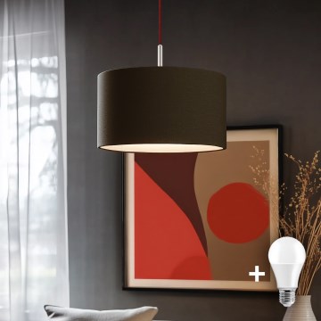 Eglo - LED-Pendelleuchte mit Kabel TUNJA 1xE27/60W/230V braun