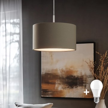 Eglo - LED-Pendelleuchte TUNJA 1xE27/60W/230V taupe