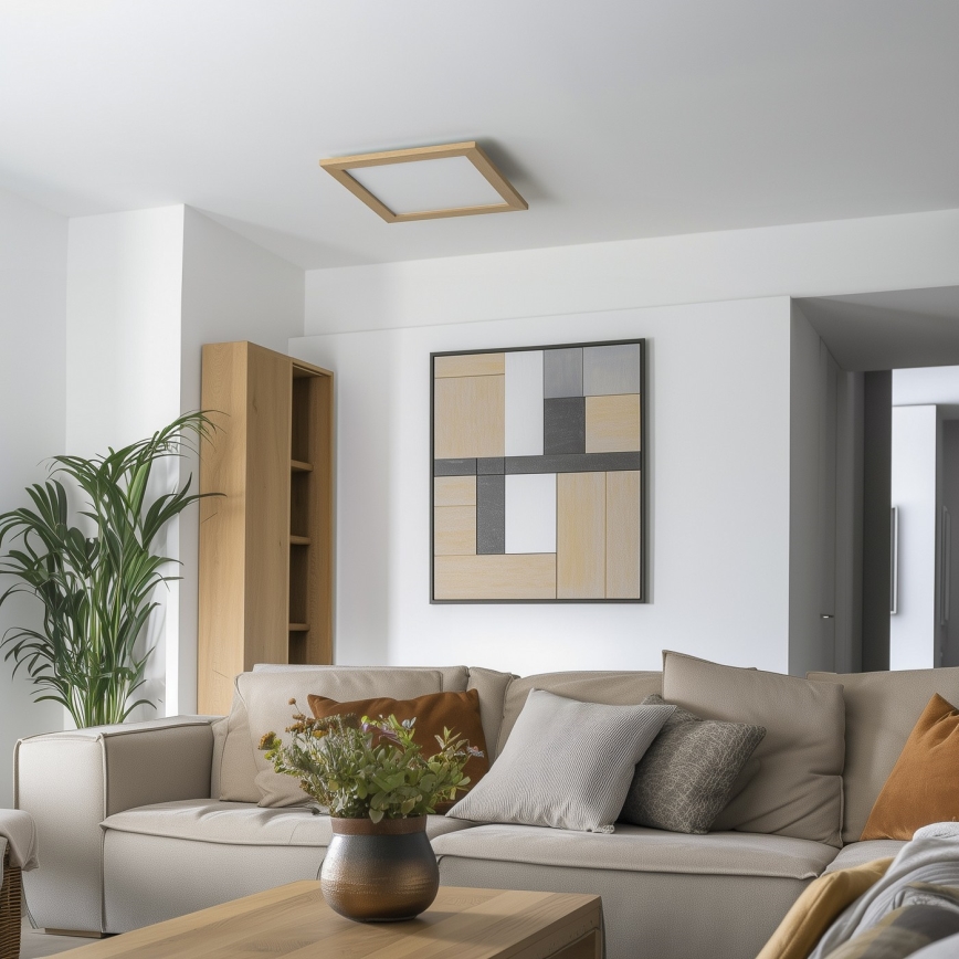 Eglo - LED RGB dimmbares Aufbau-Panel SALOBRENA-C WOOD LED/40W/230V 2700-6500K 49,5x49,5 cm braun + Fernbedienung