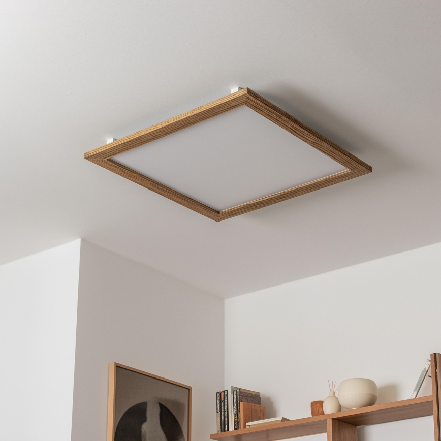 Eglo - LED RGBW dimmbares Aufbaulichtpanel SALOBRENA-C WOOD LED/34W/230V 2700-6500K 64x64 cm braun + Fernbedienung
