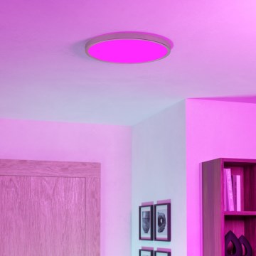 Eglo - LED RGBW dimmbare Badezimmer-Deckenleuchte LED/17,5W/230V 2700-6500K Ø 38,9 cm IP44 mattchrom
