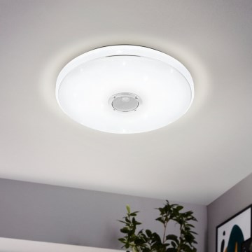 Eglo - LED RGBW Dimmbare Badezimmer-Deckenleuchte mit Lautsprecher LED/19W/230V 3000-6500K IP44 d 39 cm weiß + Fernbedienung