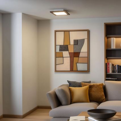 Eglo - LED RGBW dimmbares Aufputz-Panel SALOBRENA-C WOOD LED/16W/230V 2700-6500K 34x34 cm braun + Fernbedienung