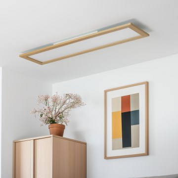 Eglo - LED RGBW dimmbares Aufputz-/Einbaupanel SALOBRENA-C WOOD LED/34W/230V 2700-6500K 34x124 cm braun + Fernbedienung