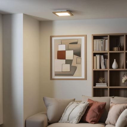 Eglo - LED RGBW dimmbares Aufputz-Panel SALOBRENA-C WOOD LED/16W/230V 2700-6500K 34x34 cm braun + Fernbedienung