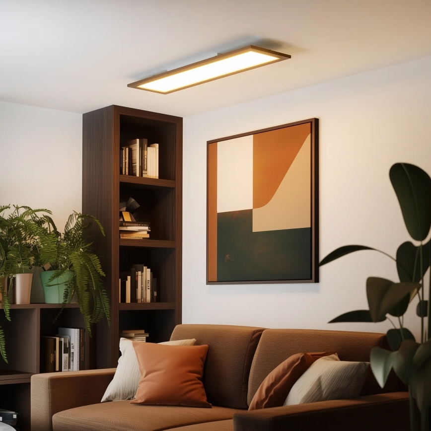 Eglo - LED RGBW dimmbares Panel SALOBRENA-C WOOD LED/31W/230V 2700-6500K 34x124 cm dunkelbraun + Fernbedienung