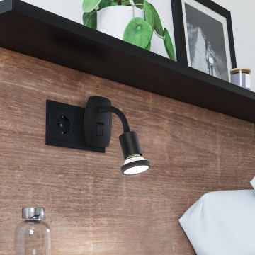 Eglo - LED-Steckdosenleuchte 1xGU10/4,5W/230V schwarz