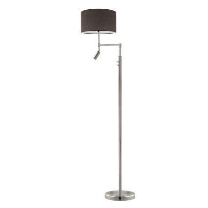 Eglo - LED-Stehleuchte TUNJA 1xE27/60W/230V + LED/2,1W Ø 38 cm mattchrom/braun