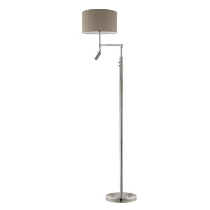 Eglo - LED-Stehleuchte TUNJA 1xE27/60W/230V + LED/2,1W Ø 38 cm matt-chrom/taupe