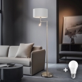 Eglo - LED Stehlampe TUNJA 1xE27/60W/230V + LED/2,1W Ø 38 cm mattchrom/weiß