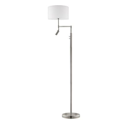 Eglo - LED Stehlampe TUNJA 1xE27/60W/230V + LED/2,1W Ø 38 cm mattchrom/weiß