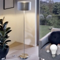 Eglo - LED Stehlampe TUNJA 1xE27/60W/230V mattchrom/grau