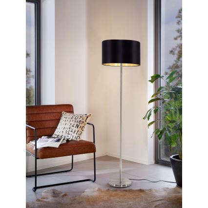 Eglo - LED Stehleuchte TUNJA 1xE27/60W/230V mattchrom/schwarz