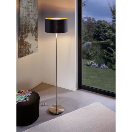 Eglo - LED Stehleuchte TUNJA 1xE27/60W/230V mattchrom/schwarz