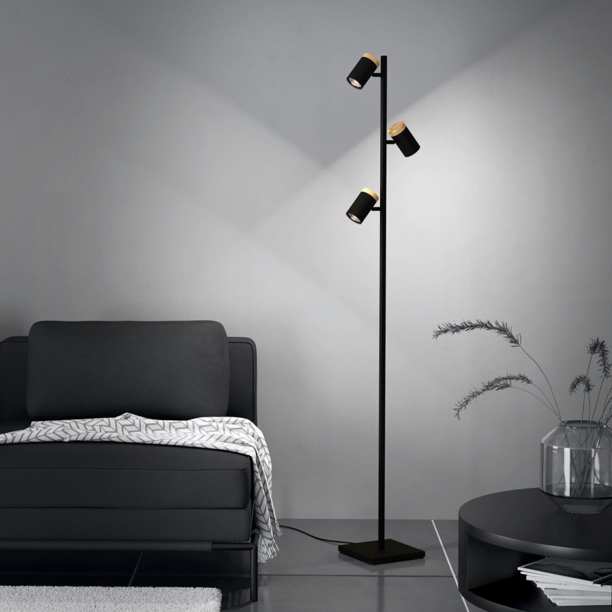 Eglo - LED-Stehleuchte 3xGU10/4,5W/230V 3000K schwarz/braun