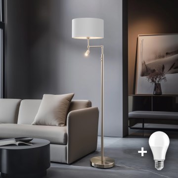 Eglo - LED-Stehleuchte TUNJA 1xE27/60W/230V + LED/2,1W d 38 cm matt Chrom/weiß