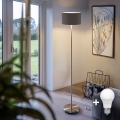 Eglo - LED Stehleuchte TUNJA 1xE27/60W/230V mattchrom/taupe