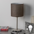 Eglo - LED Tischlampe TUNJA 1xE27/60W/230V 26,5 cm mattchrom/braun