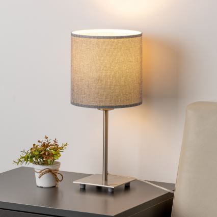 Eglo - LED Tischlampe TUNJA 1xE27/60W/230V 26,5 cm mattchrom/grau