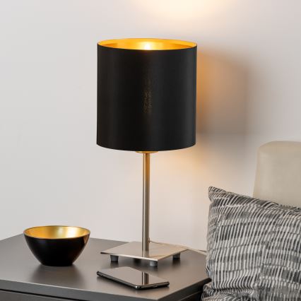 Eglo - LED Tischlampe TUNJA 1xE27/60W/230V 26,5 cm mattchrom/schwarz