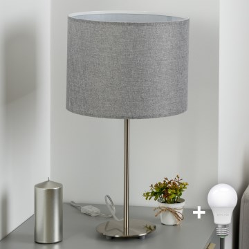 Eglo - LED Tischlampe TUNJA 1xE27/60W/230V 38,5 cm mattchrom/grau