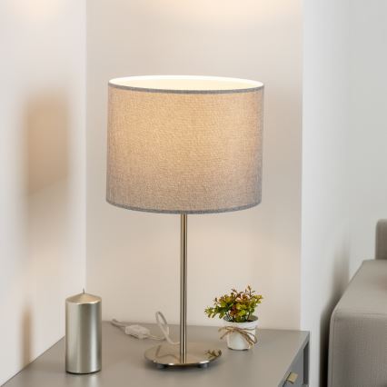Eglo - LED Tischlampe TUNJA 1xE27/60W/230V 38,5 cm mattchrom/grau