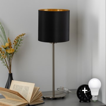 Eglo - LED Tischlampe TUNJA 1xE27/60W/230V 38,5 cm mattchrom/schwarz