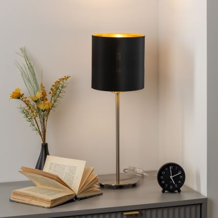 Eglo - LED Tischlampe TUNJA 1xE27/60W/230V 38,5 cm mattchrom/schwarz