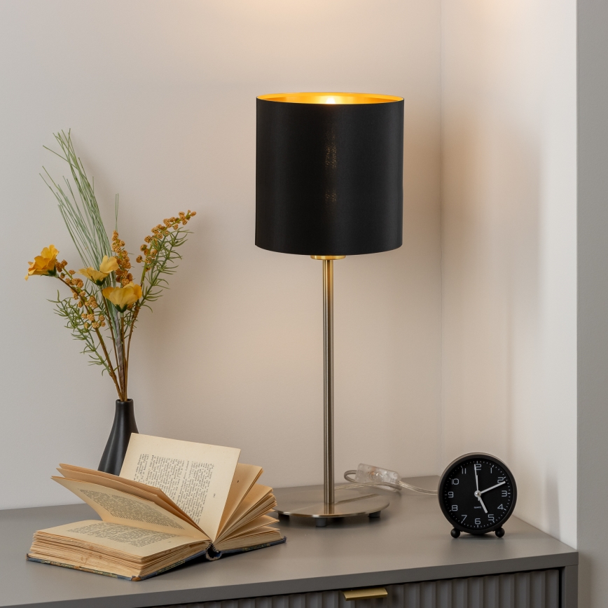 Eglo - LED Tischlampe TUNJA 1xE27/60W/230V 38,5 cm mattchrom/schwarz