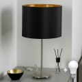 Eglo - LED Tischlampe TUNJA 1xE27/60W/230V 38,5 cm mattchrom/schwarz