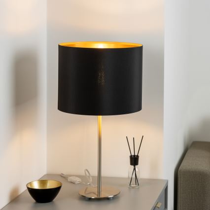 Eglo - LED Tischlampe TUNJA 1xE27/60W/230V 38,5 cm mattchrom/schwarz