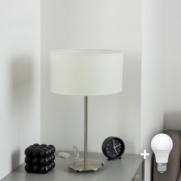 Eglo - LED Tischlampe TUNJA 1xE27/60W/230V 38,5 cm mattchrom/weiß