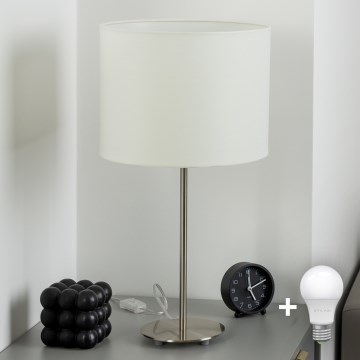 Eglo - LED Tischlampe TUNJA 1xE27/60W/230V 38,5 cm mattchrom/weiß