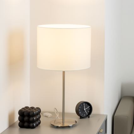 Eglo - LED Tischlampe TUNJA 1xE27/60W/230V 38,5 cm mattchrom/weiß