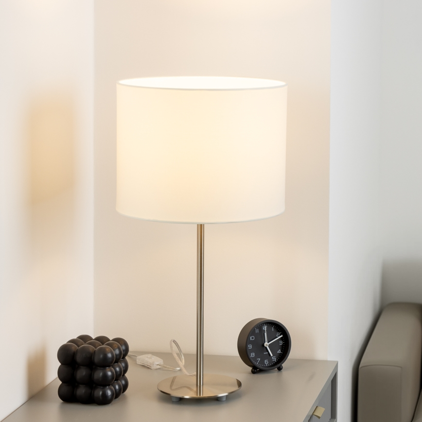 Eglo - LED Tischlampe TUNJA 1xE27/60W/230V 38,5 cm mattchrom/weiß