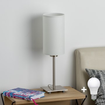 Eglo - LED Tischleuchte TUNJA 1xE27/60W/230V 26,5 cm mattchrom/weiß
