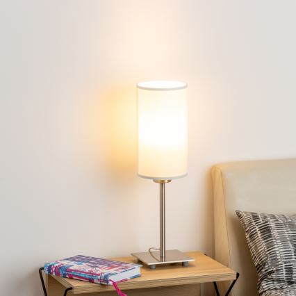 Eglo - LED Tischleuchte TUNJA 1xE27/60W/230V 26,5 cm mattchrom/weiß