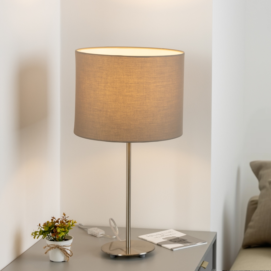 Eglo - LED-Tischleuchte TUNJA 1xE27/60W/230V 38,5 cm matt Chrom/taupe