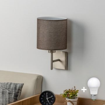 Eglo - LED-Wandleuchte TUNJA 1xE27/60W/230V matt Chrom/braun