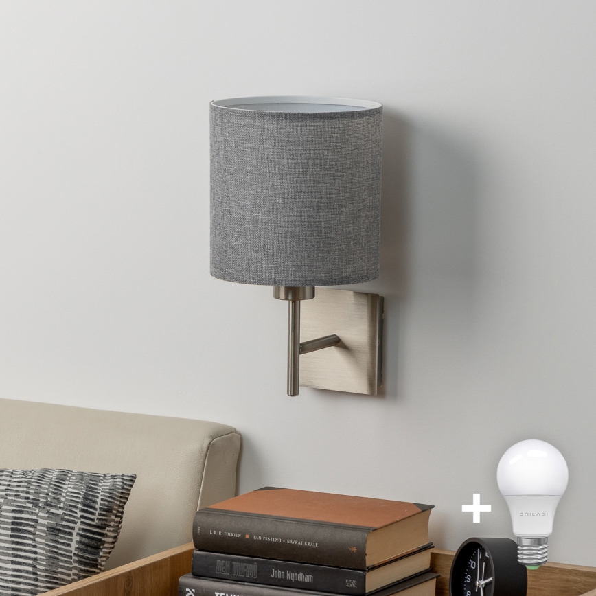 Eglo - LED Wandleuchte TUNJA 1xE27/60W/230V mattchrom/grau