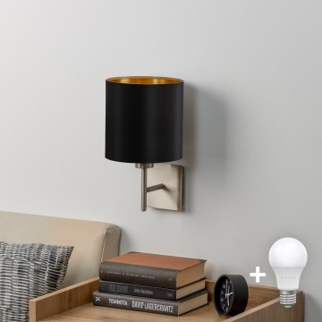 Eglo - LED Wandleuchte TUNJA 1xE27/60W/230V mattchrom/schwarz