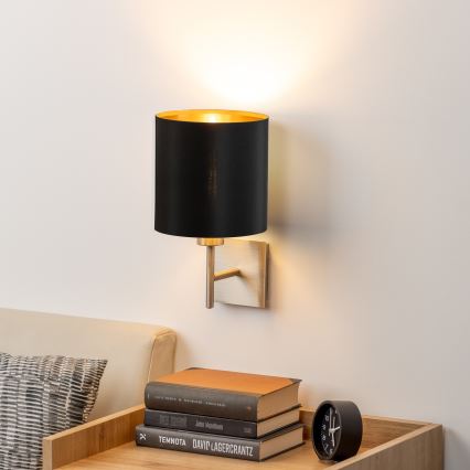 Eglo - LED Wandleuchte TUNJA 1xE27/60W/230V mattchrom/schwarz