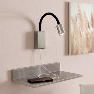 Eglo - LED Wandstrahler mit USB-Ladevorrichtung 1xLED/3,5W/230V matt Chrom