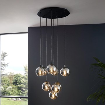 Eglo - Pendelleuchte an Stahlseil 10xE27/40W/230V schwarz/glänzender Chrom