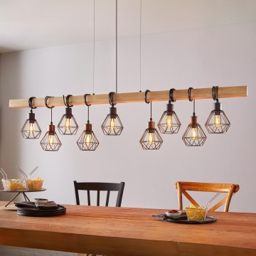 Eglo - Pendelleuchte TOWNSHEND mit Seilaufhängung 9xE27/60W/230V